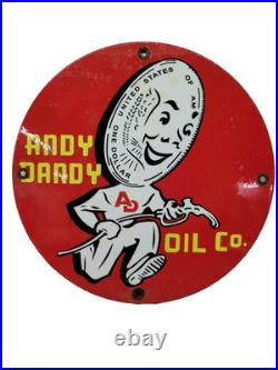 Vintage Andy Dandy Porcelain Sign Motor Oil Gas Pump Plate Car Truck Service 12