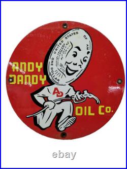 Vintage Andy Dandy Porcelain Sign Motor Oil Gas Pump Plate Car Truck Service 12