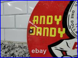 Vintage Andy Dandy Porcelain Sign Motor Oil Gas Pump Plate Car Truck Service 12