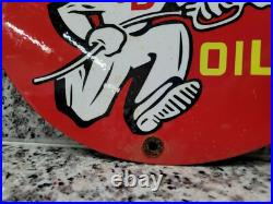 Vintage Andy Dandy Porcelain Sign Motor Oil Gas Pump Plate Car Truck Service 12