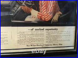 Vintage Antique Car Auto Man Cave Advertising Willys Overland Knight Roadster