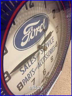 Vintage Antique FORD Sales &Service Parts and Accessories Neon Advertising Clock