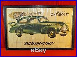 Vintage Antique GM 1941 Chevrolet dealership showroom framed picture VERY LARGE