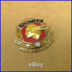 Vintage Antique PONTIAC MASTER SALESMAN Award 10K Gold Single Diamond Lapel Pin