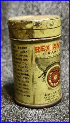 Vintage Antique Rex Anti-Slip Brake Wafers Automobile Gas Advertising Tin