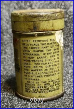 Vintage Antique Rex Anti-Slip Brake Wafers Automobile Gas Advertising Tin