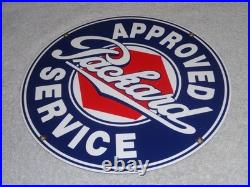 Vintage Approved Packard Service 11 1/4 Porcelain Metal Car Gasoline & Oil Sign