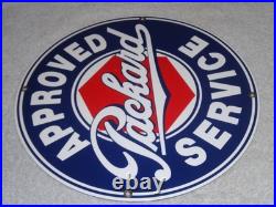 Vintage Approved Packard Service 11 1/4 Porcelain Metal Car Gasoline & Oil Sign