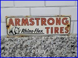 Vintage Armstrong Tires Porcelain Sign Rhino-flex Automobile Parts Service