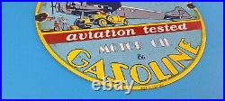 Vintage Atlantic Gasoline Porcelain Gas Pump Old Car 12 Aviation Airplane Sign