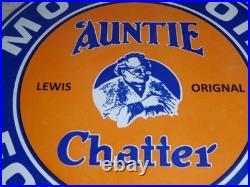 Vintage Auntie Chatter Motor Oil Ford Car Grandma Porcelain Metal Gasoline Sign