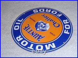 Vintage Auntie Chatter Motor Oil Ford Car Grandma Porcelain Metal Gasoline Sign