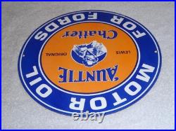 Vintage Auntie Chatter Motor Oil Ford Car Grandma Porcelain Metal Gasoline Sign