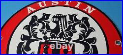 Vintage Austin Healey Porcelain Gas Oil Automobile Sales Service Pump Plate Sign