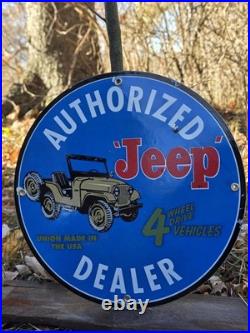 Vintage Authorized Jeep Dealer Porcelain Sign 12