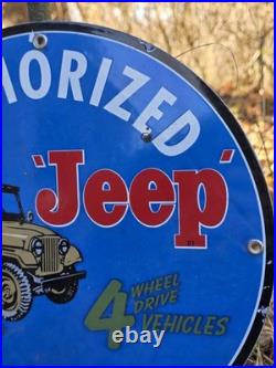 Vintage Authorized Jeep Dealer Porcelain Sign 12