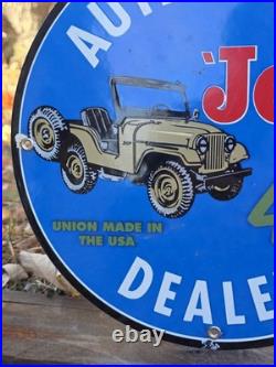 Vintage Authorized Jeep Dealer Porcelain Sign 12