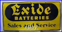 Vintage Auto Exide Batteries Antique Porcelain Enamel American Sign Collectibles