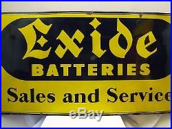 Vintage Auto Exide Batteries Antique Porcelain Enamel American Sign Collectibles