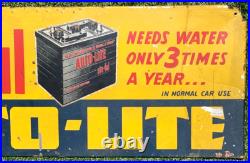 Vintage Auto Lite Auto- Lite Battery Sign Gasoline Gas Oil 12 by 34