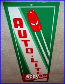 Vintage Auto Lite Batteries + Car? 15 Metal Automobile Gasoline & Oil Sign