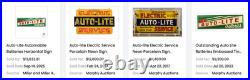 Vintage Auto Lite Batteries + Car? 15 Metal Automobile Gasoline & Oil Sign