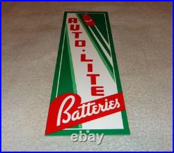 Vintage Auto Lite Batteries + Car? 15 Metal Automobile Gasoline & Oil Sign