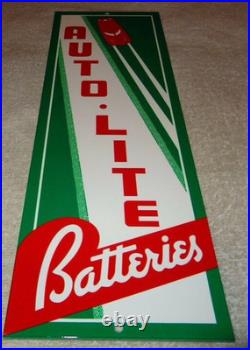 Vintage Auto Lite Batteries + Car? 15 Metal Automobile Gasoline & Oil Sign