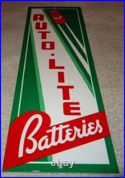 Vintage Auto Lite Batteries + Car? 15 Metal Automobile Gasoline & Oil Sign