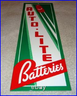 Vintage Auto Lite Batteries + Car? 15 Metal Automobile Gasoline & Oil Sign