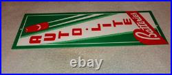 Vintage Auto Lite Batteries + Car? 15 Metal Automobile Gasoline & Oil Sign