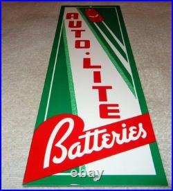 Vintage Auto Lite Batteries + Car? 15 Metal Automobile Gasoline & Oil Sign