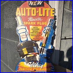 Vintage Auto Lite Spark Plugs Resistors Porcelain Sign