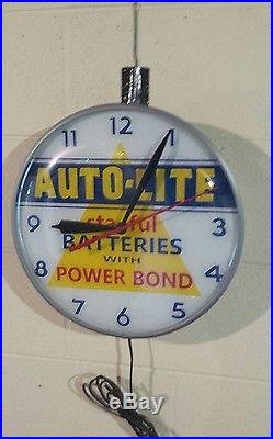 Vintage Auto-Lite Sta-ful Batteries with Power Bond Advertising Clock