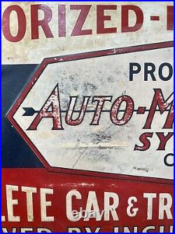 Vintage Auto-Matic Alarm Systems Red White And Blue Painted Metal Sign