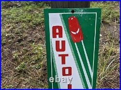 Vintage Auto-lite Battery Porcelain Metal Gas Pump Sign