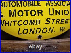 Vintage Automobile Association Porcelain Sign London Motor Union Club Reward