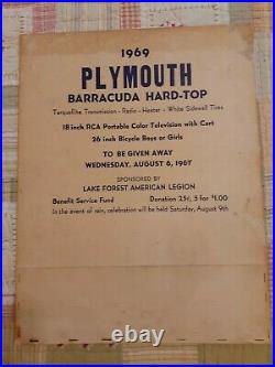 Vintage Automobile Raffle Poster Win a 1969 Barracuda American Legion