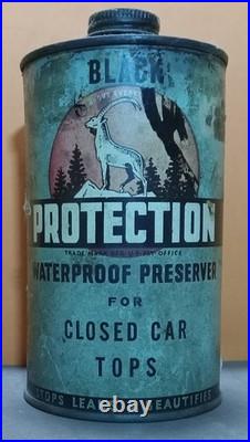Vintage Automobile Top Protection Gas Oil Can Tin Sign Advertising Kalamazoo MI