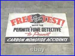 Vintage Automotive Banner Permite Free Exhaust System Test Service Shop Display