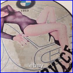 Vintage BMW Sign Motorcycle Gas Pump Service Auto Porcelain Sign