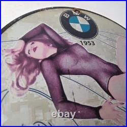 Vintage BMW Sign Motorcycle Gas Pump Service Auto Porcelain Sign
