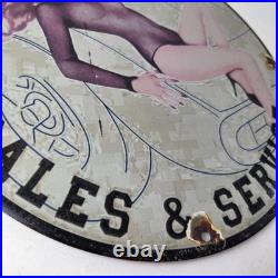 Vintage BMW Sign Motorcycle Gas Pump Service Auto Porcelain Sign