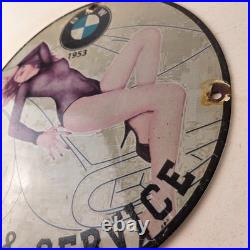 Vintage BMW Sign Motorcycle Gas Pump Service Auto Porcelain Sign