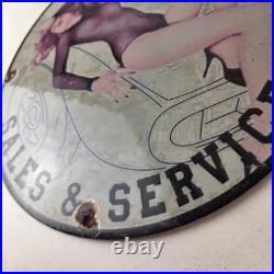 Vintage BMW Sign Motorcycle Gas Pump Service Auto Porcelain Sign