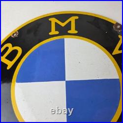 Vintage BMW Sign Porcelain Gas Pump Sales Dealership Service Auto Sign