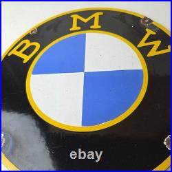 Vintage BMW Sign Porcelain Gas Pump Sales Dealership Service Auto Sign