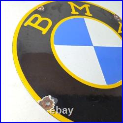 Vintage BMW Sign Porcelain Gas Pump Sales Dealership Service Auto Sign