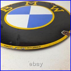 Vintage BMW Sign Porcelain Gas Pump Sales Dealership Service Auto Sign