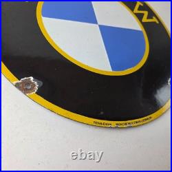 Vintage BMW Sign Porcelain Gas Pump Sales Dealership Service Auto Sign